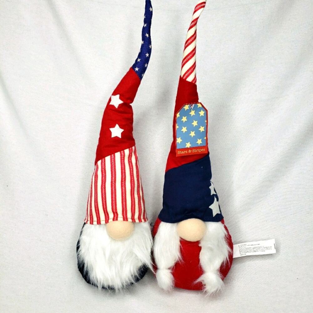 Stars and Stripes Fourth of July Patriotic Gnomes Red White Blue New